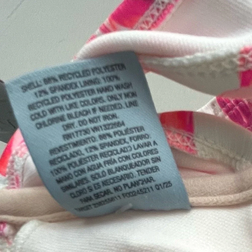 Shade & Shore Textured Palm Print Bralette Bikini Swim Top Womens Small Pink NWT